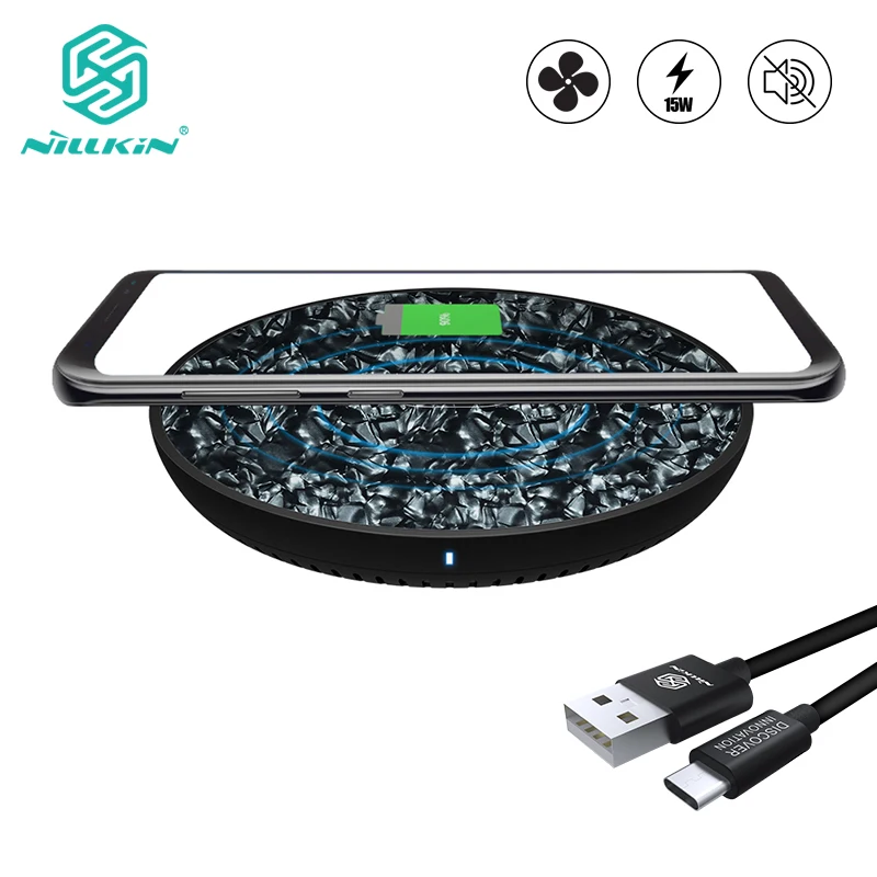 

15W Fast Wireless Charger Cooling Fan Nillkin Qi Fast Wireless Charging Pad Nylon for iPhone X XR For Samsung S10/S9/Note 8 Mi 9