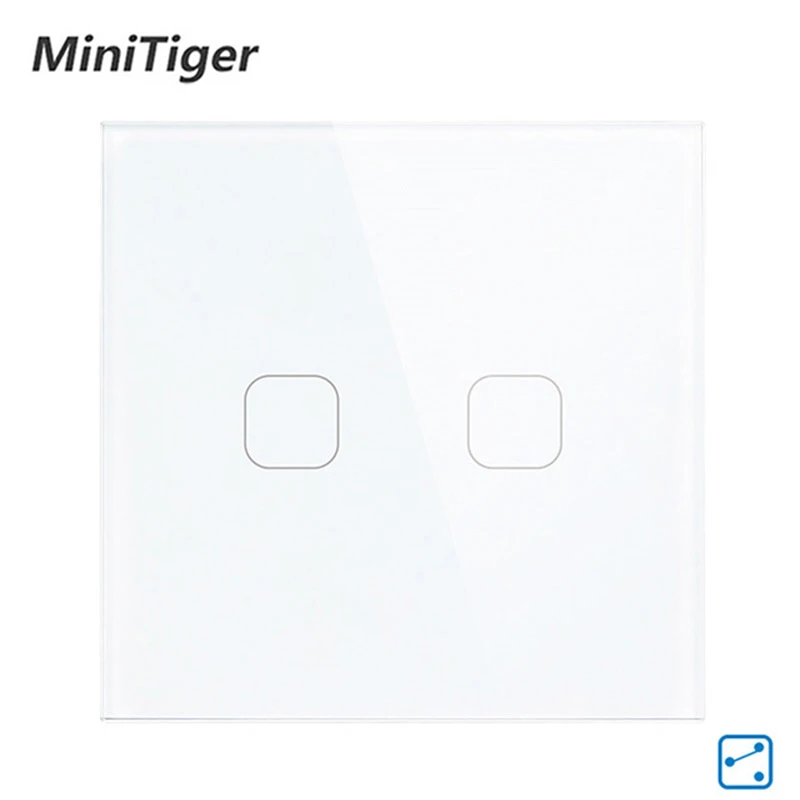 Minitiger ЕС стандартный настенный сенсорный выключатель 1/2 банды 2 способ управления сенсорный экран переключатель, Хрустальная стеклянная панель, 220-250 В