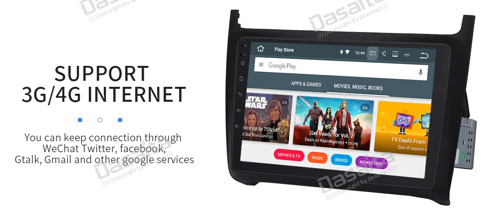 Sale Dasaita 9" IPS Screen Android 9.0 GPS Radio for VW New Polo 2012 2013 2014 2015 Octa Core 4G RAM Car Stereo Multimedia TDA7850 19