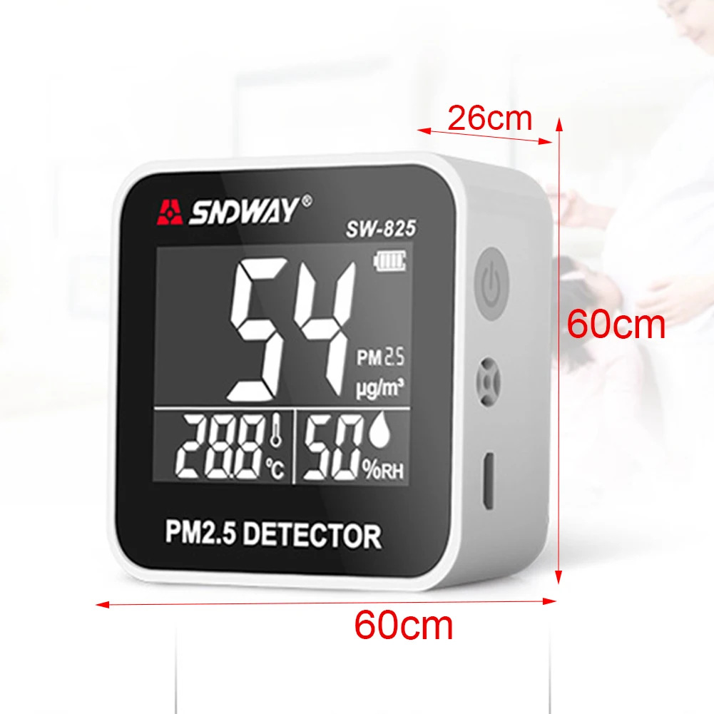 PM2.5 портативный мини настольный USB Перезаряжаемый точный датчик частиц квадратный светодиодный детектор дымки цифровой дисплей Портативный Воздушный