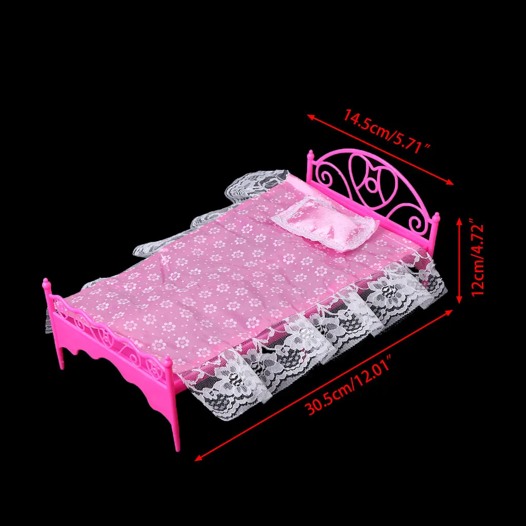 Розовая мини-кровать с подушкой для кукол Барби кукольный домик мебель для спальни игрушка