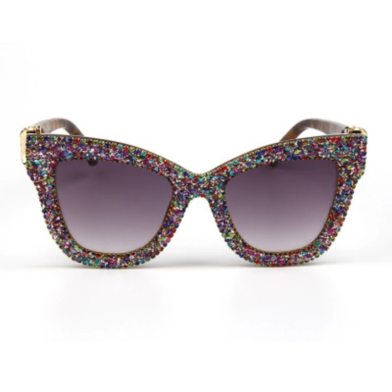 Женские солнцезащитные очки в стиле ретро с сияющими бриллиантами кошачий глаз