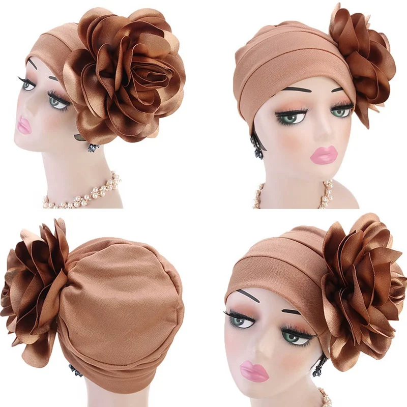 Новая мода женщин цветочные кружева тюрбан шляпа Индии мусульманских Hairnet Кепка chemo шляпка с цветком бини