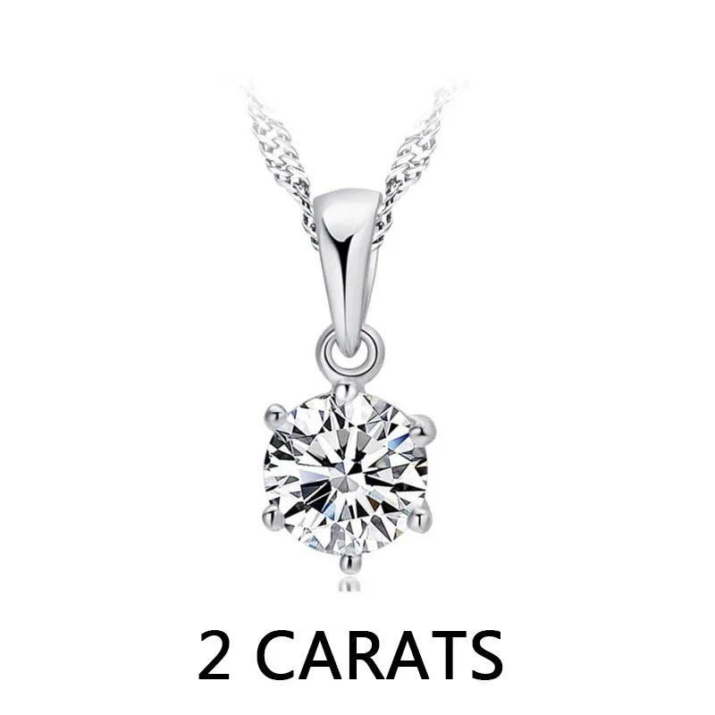 Pendant 2 carats MeiBaPJ настоящий Муассанит Алмаз 6 коготь Ювелирный Набор 925 Серебряное кольцо подвеска ожерелье 2 шт. костюмы Свадебные украшения для женщин - Цвет камня: Pendant 2 carats