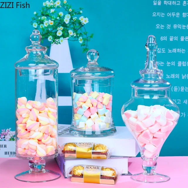 260ml Glass Candy Jar Clear Nuts Sugar Cube Fruit Dessert Storage Jar  Household with Lid Jewelry Swab Box Kitchen Container New - AliExpress