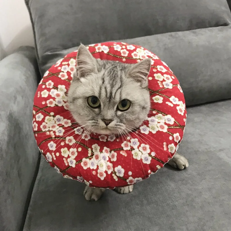Elizabethan Cat Collar Adjustable Neck Collar Cotton Soft Pet Cone E-Collar For Cat And Dog