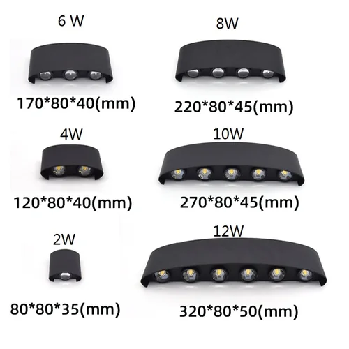 야외 방수 LED 벽 조명, 모던 북유럽 스타일 실내 벽 램프, 거실 베란다 정원 램프, 2W, 4W, 6W, 8W, 10W, 12W 5
