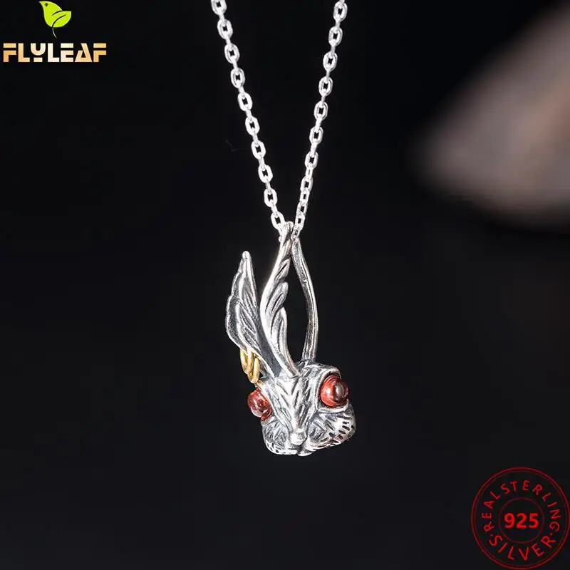 

Real 925 Sterling Silver Jewelry Garnet Bunny Pendant Necklace For Women Original Design Luxury Femme Popular Accessories 2022