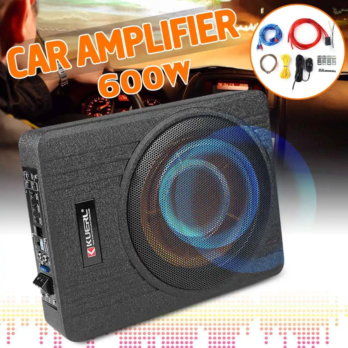 

10 Inch 600W Car Super Slim Active Subwoofer Under Seat Sub Amplifier Car Subwoofers Active Subwoofer Car Speaker