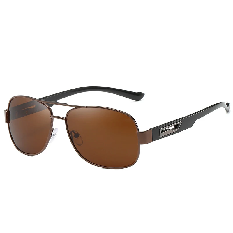 Мужские поляризованные солнцезащитные очки, прочная металлическая оправа для рыбалки, вождения, гольфа, Ретро стиль, фирменный дизайн, мужские солнцезащитные очки Polaroid - Цвет линз: brown