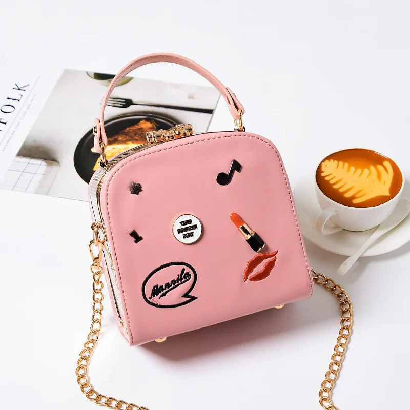 

2019 New Style Fashion Casual Lipstick Decoration Chain Square Sling Bag Cool Versatile Shoulder Cross-body Mini WOMEN'S Bag