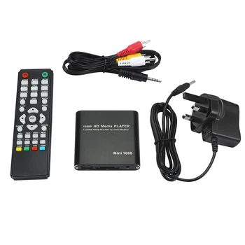 

1080P Mini HD Media Player AV USB SD MMC Multimedia Advertising MKV Car External Video Player EU plug