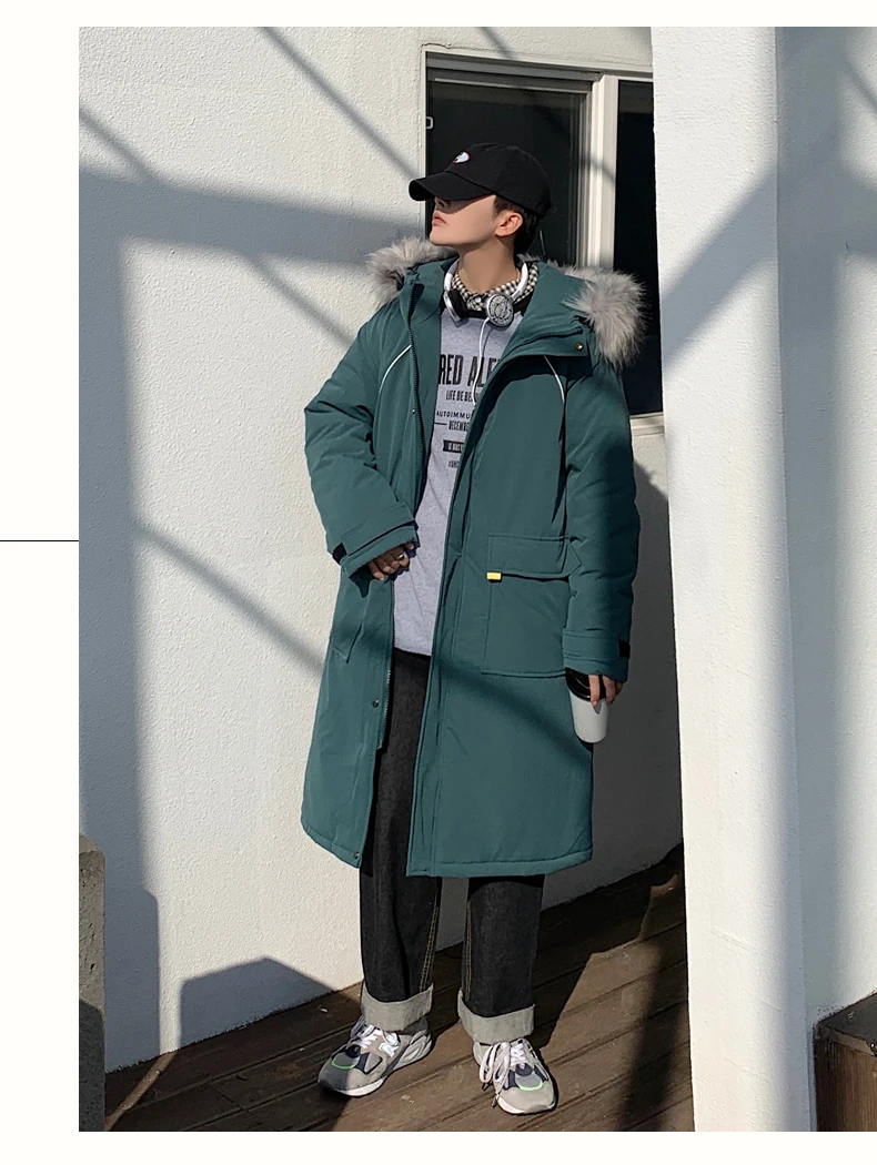 LEGIBLE Long Parka Men Coats Winter Jacket Men Thicken Warm Fur Hooded Outwear Men Coat Long Casual Men's Winter Jackets