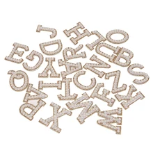 

Gold Rhinestone Pearl English Alphabet Patch 3D Beaded Stickers Mixed Embroidery Patch for Clothing Logo Diy Applique