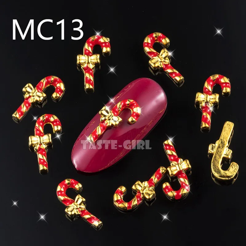 MC13 10 шт./лот 3D Поп различные Рождественские Элементы X'mas дерево снежинка снеговик лося сплав акриловый дизайн ногтей горный хрусталь Украшение - Цвет: MC13