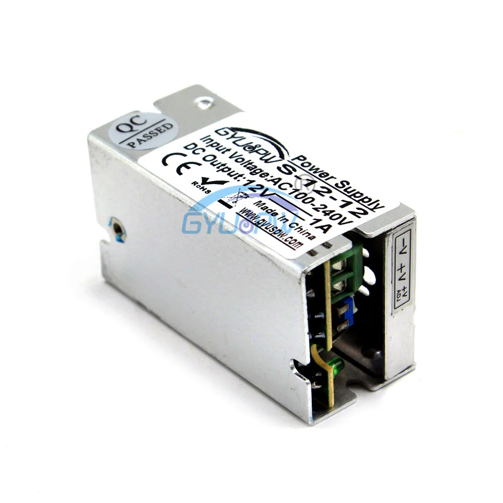 Мини размер импульсный источник питания DC 12V 1A 12W адаптер трансформатор 100 240V AC к