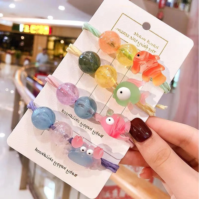 

Cute Cartoon Headdress Little Goldfish Fish Elastic Hair Band Cartoon Crab Head Rope Female Hair Ornaments Girl Hair Accessories