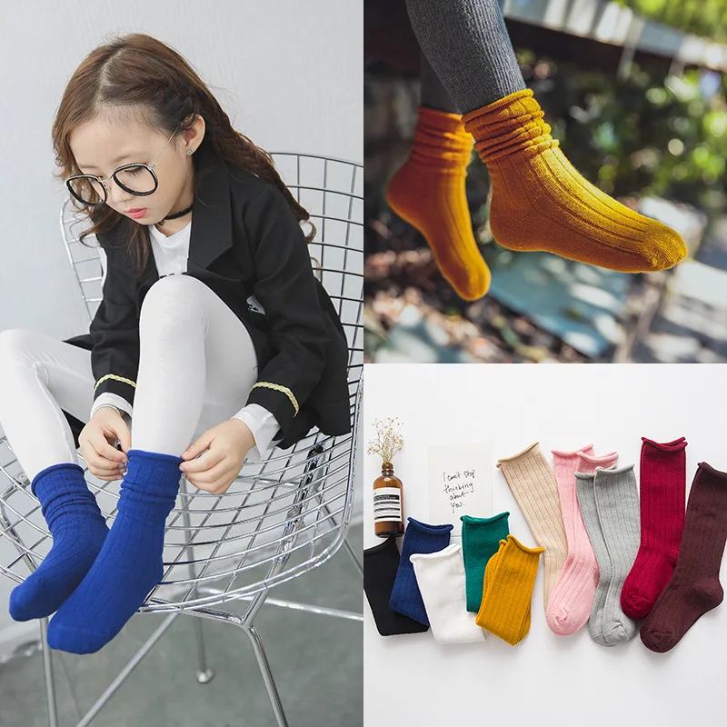 

CHILDREN'S Socks Autumn And Winter Korean-style New Style Candy-Colored Wide Stripe Bunching Socks Crimping Relent Men And Women