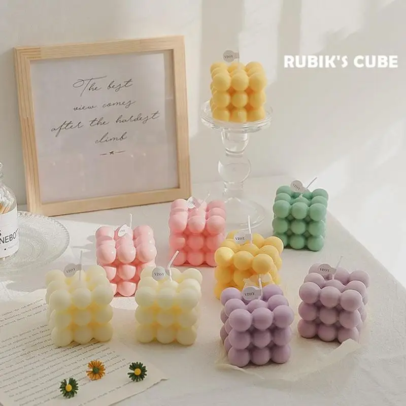 Scented Candle Small Bubble Cube Soy Wax Aromatherapy Home Decoration Wedding Relaxing Birthday Gift Lightings | Дом и сад