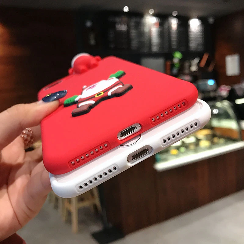 Веселый Рождественский мультяшный чехол для телефона iPhone 11 11Pro Max XR XS X XS Max 7 8 6 6S Plus 3D Снеговик и олень мягкая задняя крышка подарок