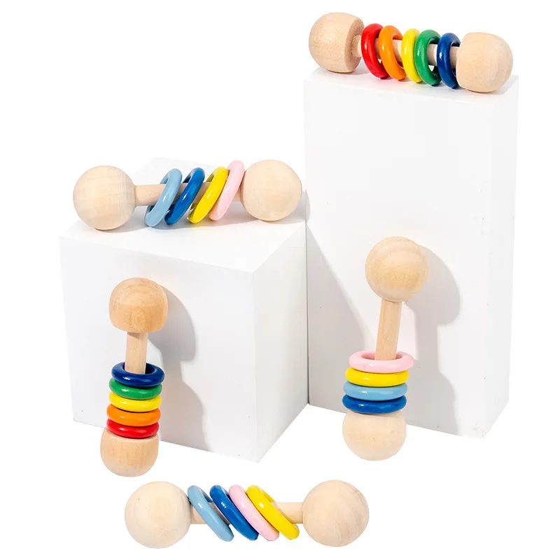Cartoon Wooden Rattle, Musical Instrument for Babies