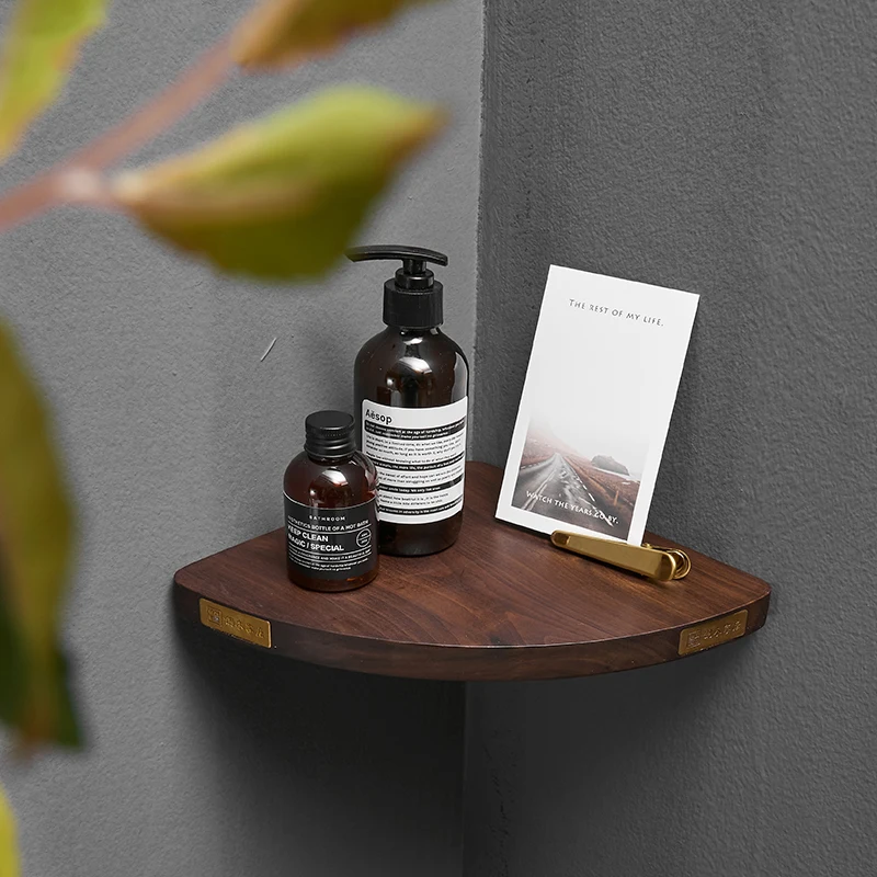

Black walnut wood bathroom tripod simple corner corner storage storage shelf