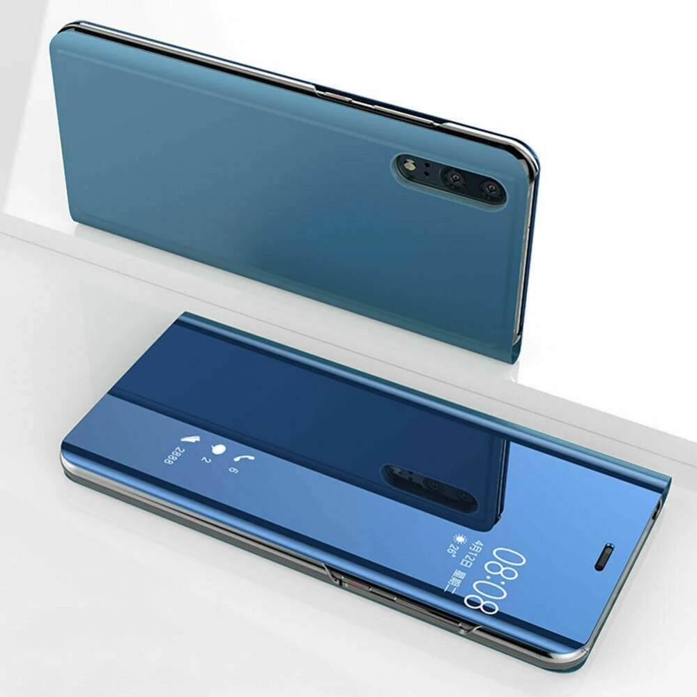 Sky Blue Премиум прозрачный умный чехол для iPhone 11 Pro, откидной кожаный зеркальный чехол для телефона Xr X Xs 8 Plus 7 6S 6 360, противоударный чехол - Цвет: Sky Blue