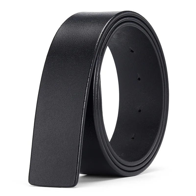 3.3cm wide black Мужской ремень без пряжки, гладкая Пряжка, Воловья кожа, пояс для самостоятельной сборки, натуральная кожа, без пряжки для мужчин - Цвет: 3.3cm wide black
