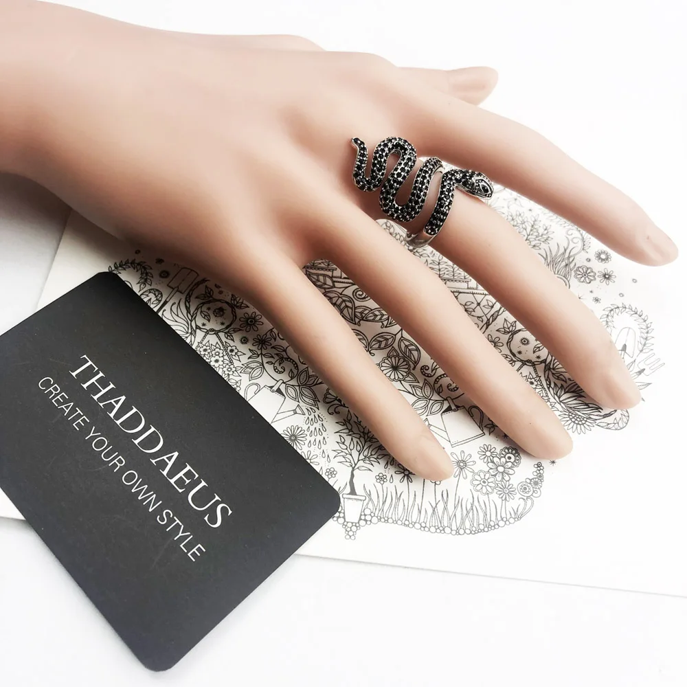 Открытое черное кольцо в виде змеи, Томас Стиль Гламурная мода хорошее украшение для женщин, Ts подарок из 925 пробы серебра, Супер предложения