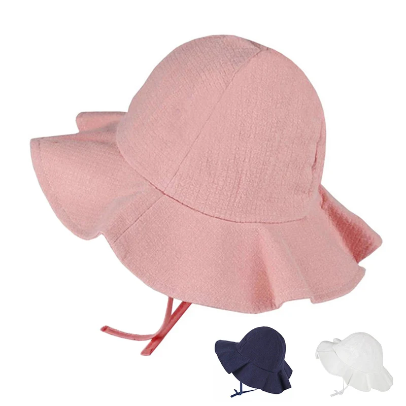 Gorro de cubo de bebé para niños, Sombrero de Panamá Floral para playa al aire libre, con encaje de princesa