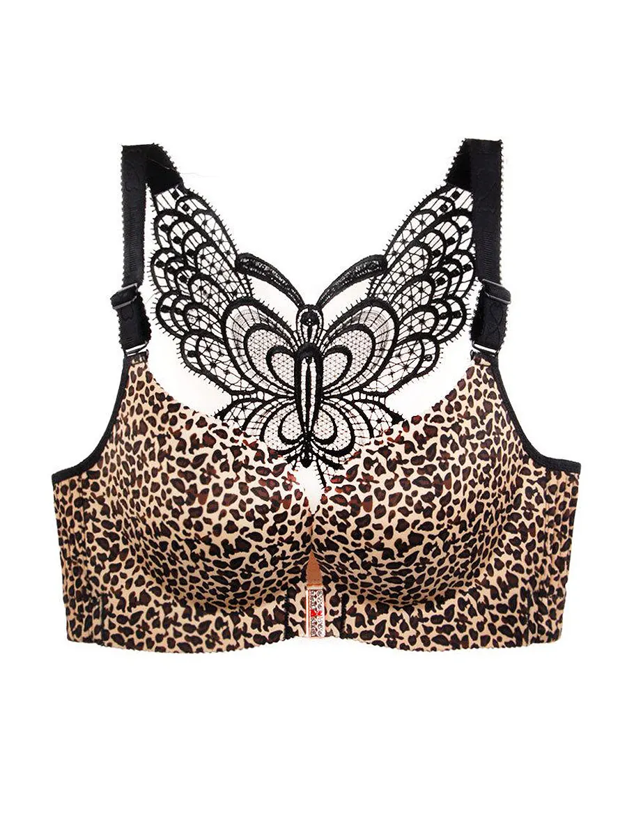 Leopard Print Bra Front Closure  Underwire Bra Leopard Print - Women's  Front Closure - Aliexpress