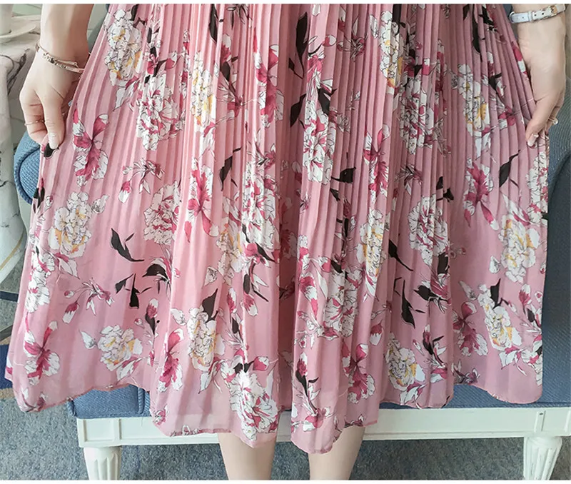 Poungdudu платье для беременных женщин шифоновое платье для беременных с цветочным рисунком Корейская версия платья для беременных женщин большого размера