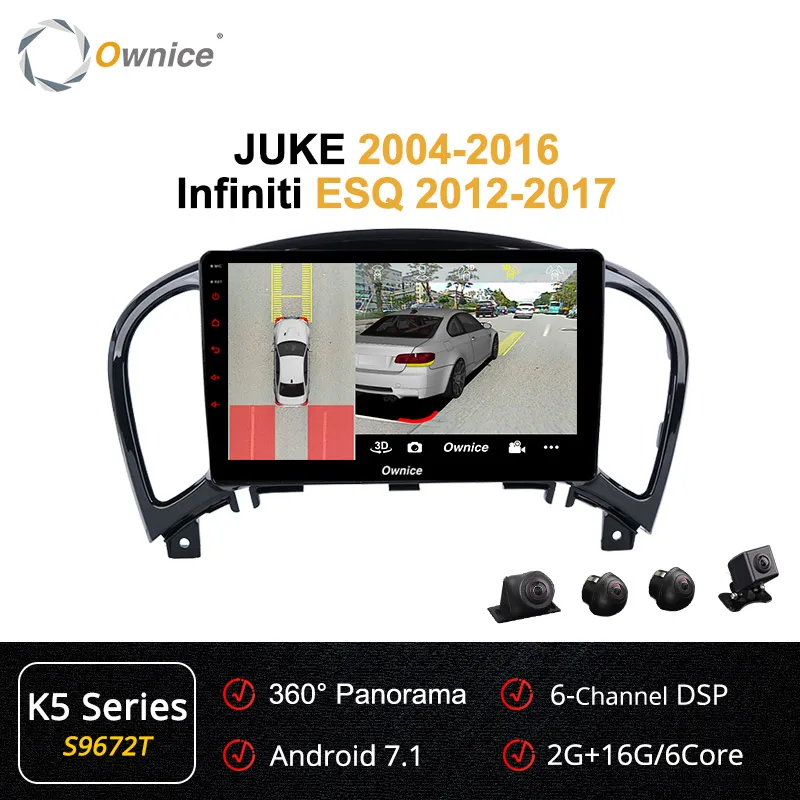 Ownice Android 9,0 360 Panorama автомобильный dvd-плеер gps k3 k5 k6 для NISSAN JUKE 2004- автомобильный радиоприемник с навигацией gps 4G LTE SPDIF - Цвет: S9672 K5