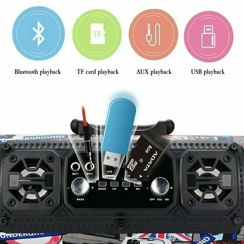 Portable Wireless Bluetooth Speaker Stereo Super Bass Hifi Aux Uxb Tf Fm Music