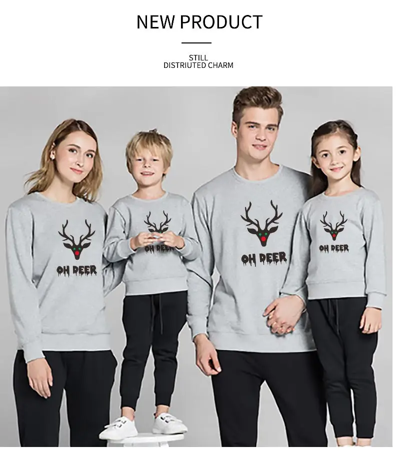 MVUPP oh Deer/Рождественская Одинаковая одежда для мамы и дочки, папы и сына зимняя одежда для мамы и меня одежда для всей семьи мама