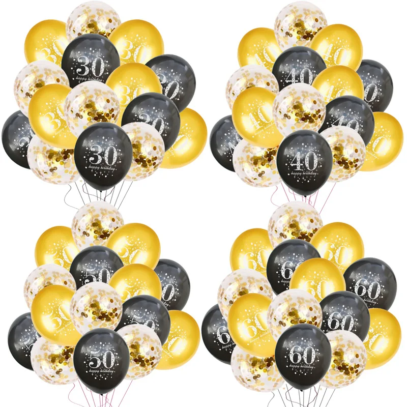 30 40 50 60 Years Birthday Balloon 30th Birthday Party Decorations Baloon Number 50th Adult Gold Black Birthday Party Supplies