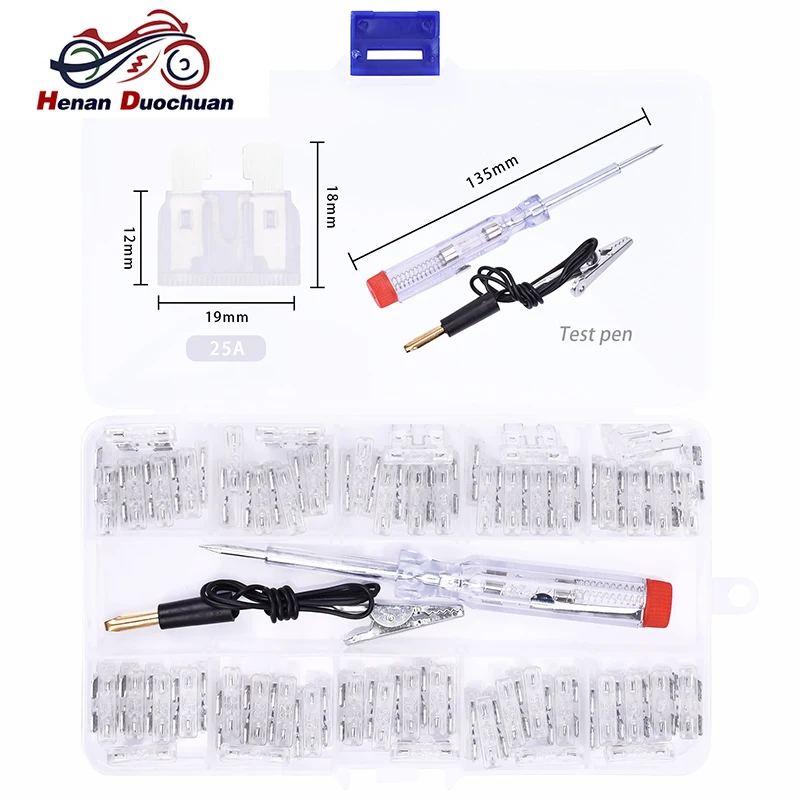 100pcs Universal 25A Medium Aluminum Motorcycle Car Blade Fuses Assortment Auto Truck Automotive