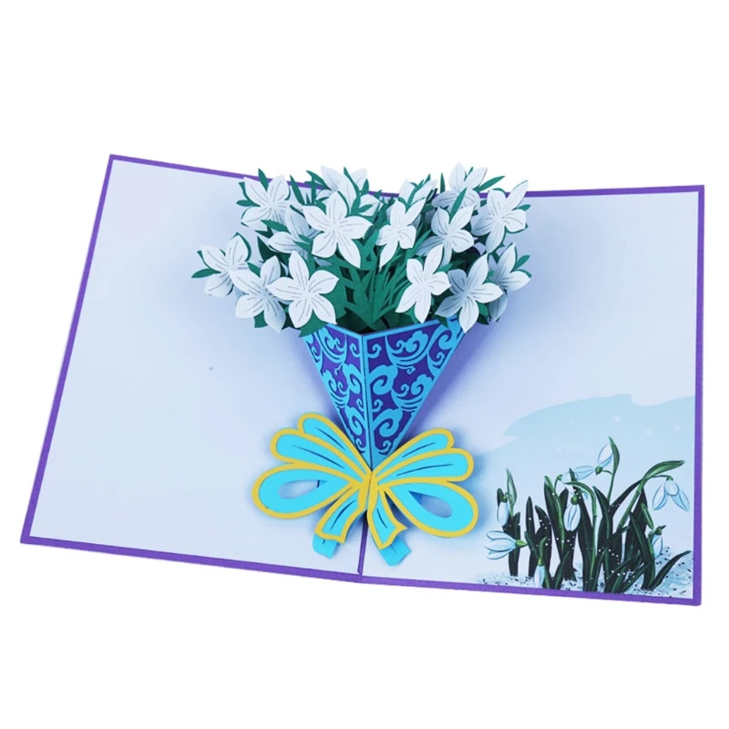  3D Pop Up Rose Flowers Greeting Card Christmas Birthday New Year Invitation E65B - 4000265507337