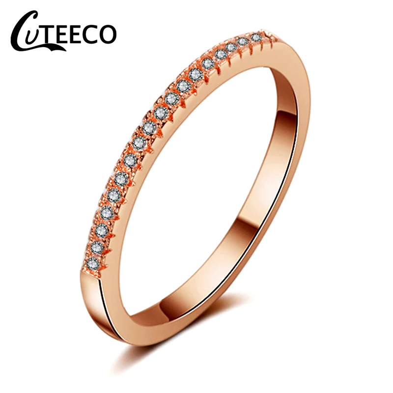 AD0708 CUTEECO розовое золото серебро Циркон Обручальное кольцо кристалл обручальные кольца для женщин модные ювелирные изделия подарок Anillos Mujer - Цвет основного камня: AD0708