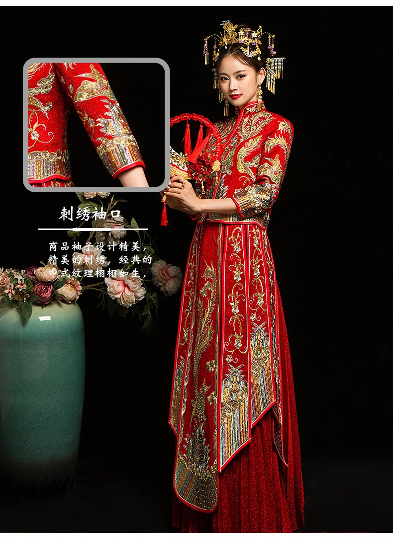 Китайское традиционное платье красное свадебное Ципао Cheongsam атласное винтажное восточное платье длинное вечернее платье женское китайский Халат