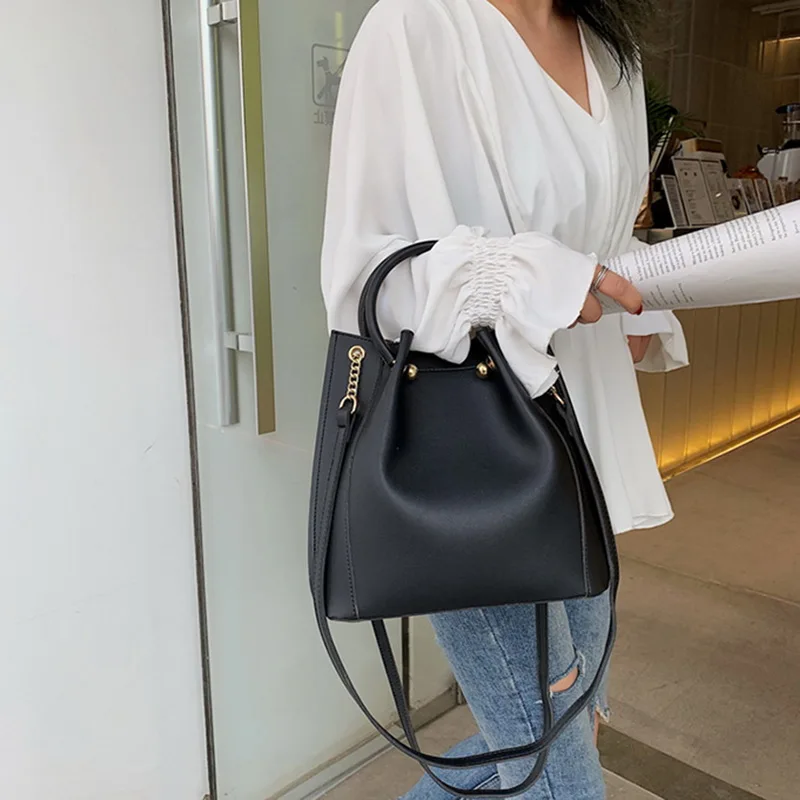 Модная женская сумка из искусственной кожи, сумка на плечо, известный бренд, дизайнерская женская повседневная сумка-ведро