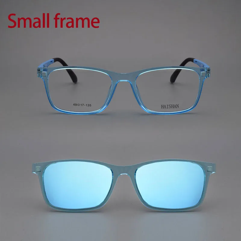 

Glasses Frame Small Face Students Narrow Face for Kids With Magnet Polarized Sunglasses Clip Transparent White Blue spring hinge