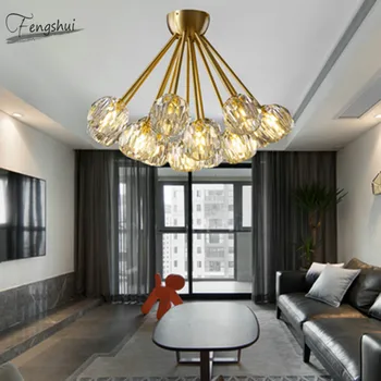 

Modern Golden Luster Copper Ceiling Light Nordic LED Crystal Ceiling Lamp Device Bedroom Dining Room Living Room Ceiling Lights