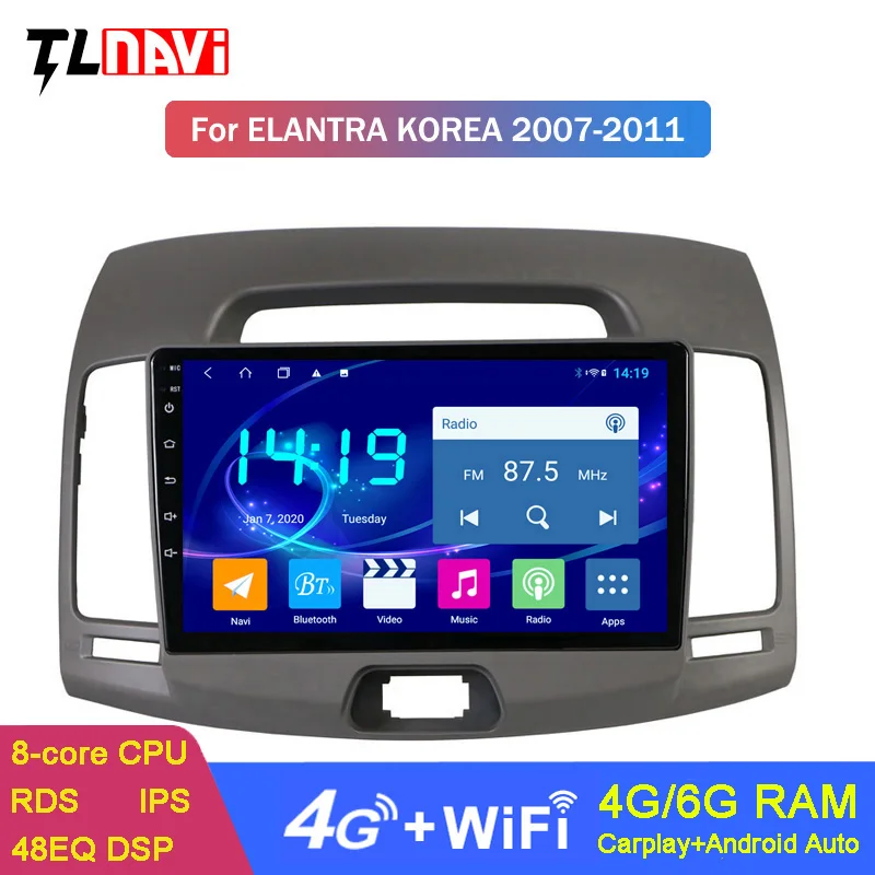 9 дюймов WIFI 4GLTE Android 10 IPS 6G + 128G GPS-навигация Радио для Hyundai Elantra 2007-2011 Корея
