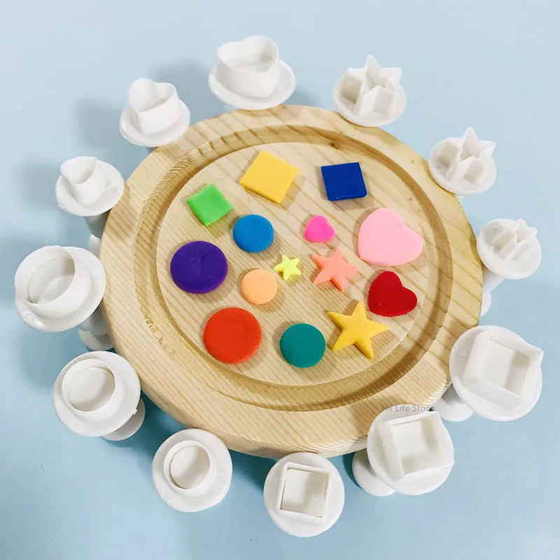 Polymer Clay Tools Pottery Tools Clay Sculpting Tools Pottery Sculpting Tools Clay Craft Tool Cloud Mold Clay Polymer Heart-shaped Star Printing Cutting Mold DIY Ceramic Clay Sculpture Geometric Figure Modeling Tool