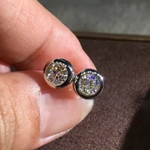 A Pair small earring AAAAA Cz stone Real 925 Sterling silver Statement Party wedding Stud Earrings Gift For Girls Teens Lady