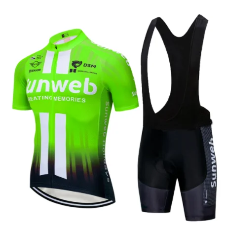Красный SUNWEB pro форма велосипедиста Джерси быстросохнущая велосипедная одежда мужская летняя команда майки для велоспорта 20D набор велошорт - Цвет: 8