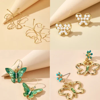 

Tocona Charm Butterfly Drop Dangle Earring for Women Luxury Shiny Rhinestone Flowers Alloy Metal Geometric Jewelry Pendientes