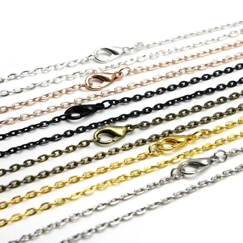 10 teile/los breite 2x3mm flache kabel glieder ketten halskette für frauen 50cm länge fit diy anhänger handwerk schmuck herstellung großhandel