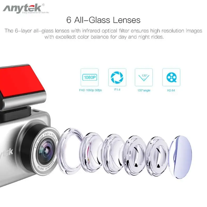 Прочный Автомобильный видеорегистратор Портативный износостойкий Anytek Z1N приборная панель камера Full HD 1080P 2,35 дюймов Встроенный g-сенсор Автомобильный видеорегистратор